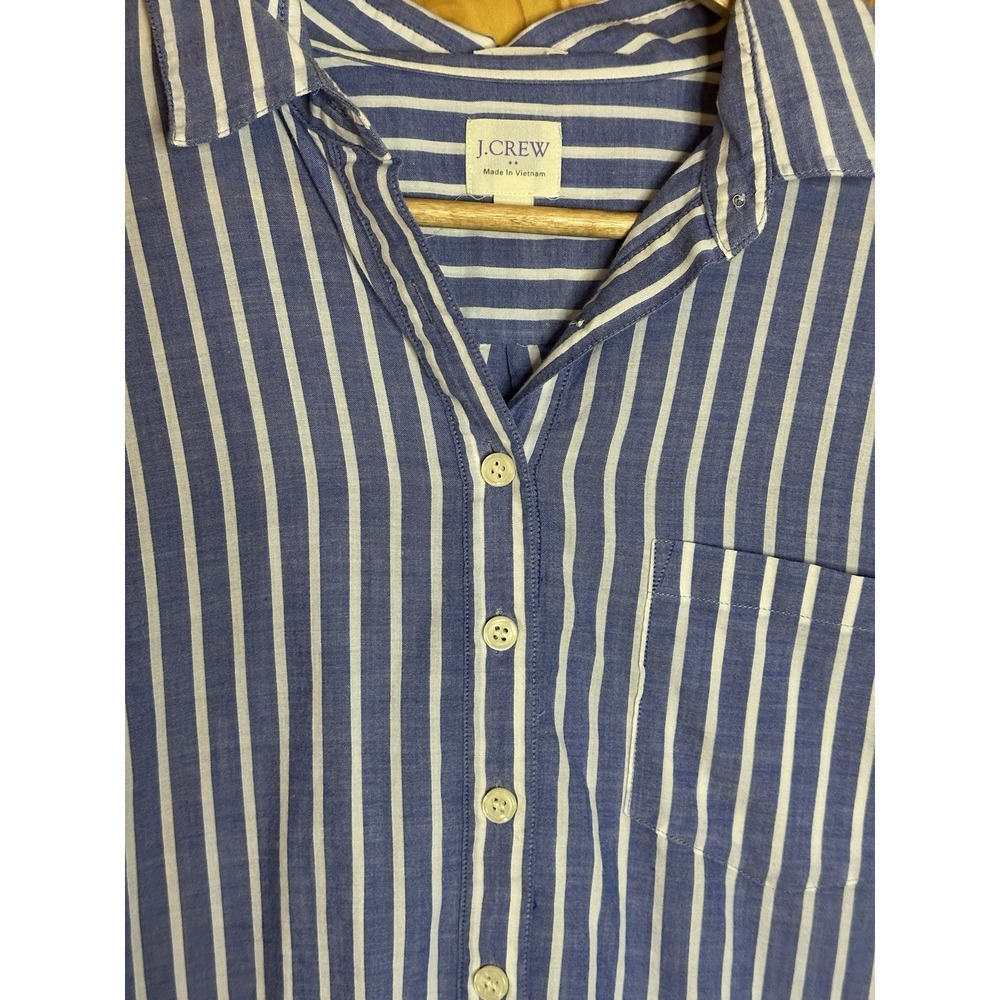 JCREW Women's Striped Heritage Long Sleeve Blouse Blue Nautical Preppycore M